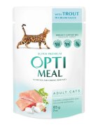 OPTIMEAL Păstrăv plic hrană umedă pisici (în sos) 85g