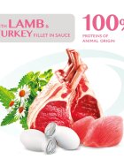 OPTIMEAL Sensitive Miel și Curcan hrană umedă pisici sensibilități digestive (în sos) Sensitive Miel și Curcan hrană umedă fără cereale pisici sistem digestiv (în sos) 85g