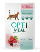 OPTIMEAL Vită cu Merișoare hrană umedă pisici (în sos) Vită plic hrană umedă pisici (în sos) 85g