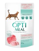 OPTIMEAL Vită și Curcan plic hrană umedă pisici sterilizate (în aspic) 85g