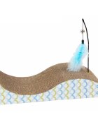 Pawise Fish scratcher pisici carton albastru și maro 48 x 22 x 8.5 cm