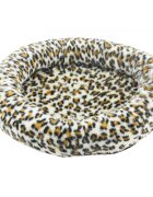 Pawise Leopard Print pat rotund câini și pisici pluș imprimeu leopard alb și maro 40.5x48x7.5cm