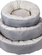 Pawise pat rotund câini textil imprimeu geometric ortopedic gri și alb M