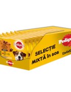 PEDIGREE Selectie Mixtă XS-XL Vită și Curcan plic hrană umedă câini (în sos) bax 400g x 13buc