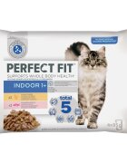 PERFECT FIT Cat Indoor 1+ Pui Somon plic hrană umedă pisici (în sos) multipack 85g x 4buc