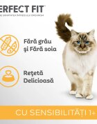 PERFECT FIT Cat Sensitive 1+ Curcan hrană uscată pisici sistem digestiv 750g