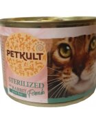 Petkult Sterilised Iepure conservă hrană umedă fără cereale pisici 185g