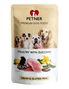 Petner Adult Pasăre și Zucchini plic hrană umedă câini (în aspic) 500g
