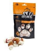 PET'S DESSERT Knoted Bone & Chicken XS-XL Pui punguță recompense fără cereale câini 80g