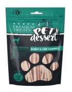 PET'S DESSERT Sandwich XS-XL Iepure și Cod punguță recompense fără cereale câini 80g