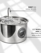 PETSON AquaPet Steel fântână câini 1 bol rotund sistem filtrare inox AquaPet Steel fântână câini și pisici 1 bol rotund sistem filtrare inox argintiu 3.2l