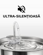 PETSON AquaPet Steel fântână câini 1 bol rotund sistem filtrare inox AquaPet Steel fântână câini și pisici 1 bol rotund sistem filtrare inox argintiu 3.2l