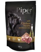 Piper Animals XS-XL Inimi de Pui și orez brun plic hrană umedă câini (în aspic) 500g