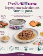 PREFERA MPD Păstrăv dietă veterinară conservă hrană umedă monoproteică fără cereale pisici (în suc propriu) 85g