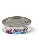 PREFERA MPD Pește alb dietă veterinară conservă hrană umedă monoproteică fără cereale pisici (în suc propriu) 85g