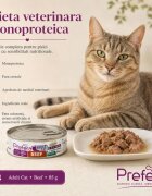 PREFERA MPD Vită dietă veterinară conservă hrană umedă monoproteică fără cereale pisici (în suc propriu) 85g
