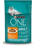 Purina ONE Adult Pui cu Fasole Verde plic hrană umedă pisici (în sos) 85g