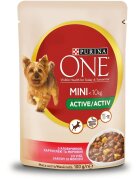 Purina ONE Mini Active Vită cu Cartofi hrană umedă câini activitate intensă (în sos) Mini Active Vită cu Cartofi plic hrană umedă câini activitate intensă (în sos) 85g