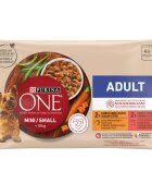 Purina ONE Mini Adult 2 arome multipack plic hrană umedă câini (în sos) 85g x 4