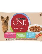 Purina ONE Mini Controlul Greutății 2 arome mulipack plic hrană umedă câini (în sos) 100g x 4 Mini Controlul Greutății 2 arome mulipack plic hrană umedă câini (în sos) 85g x 4