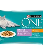 Purina ONE Sensitive Pui/Ton pachet mixt plic hrană umedă pisici sensibilități digestive (în sos) 85g x 4