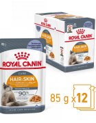 Royal Canin Hair&Skin Care Adult hrană umedă pisici piele & blană (în aspic) bax 85g x 12buc