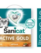 Sanicat Active Gold Argan așternut igienic pisici granule bentonită aglomerant neutralizare mirosuri 6l