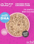 Schesir Baby Fillets Pui și Ficat conservă hrană umedă fără cereale pisici junior (în supă) 70g