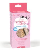 Schesir Baby Mousse & Fillets Pui și Somon conservă hrană umedă fără cereale pisici junior (mousse) multipack 55g x 3buc