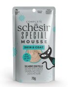 Schesir Special Skin & Coat Somon și Pui plic hrană umedă fără cereale pisici piele & blană (mousse) 70g