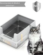 SHAW 3XL cu prag si lopatica incluse litieră pisici cu ramă argintiu 70x50x30 cm