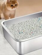 SHAW 3XL cu prag si lopatica incluse litieră pisici cu ramă argintiu 70x50x30 cm
