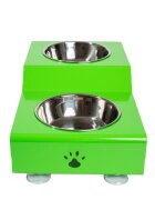 SHAW Boluri duble set suport castroane câini + 2 boluri rotunde antiderapant inox verde 1buc