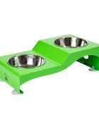 SHAW Boluri duble set suport castroane câini + 2 boluri rotunde antiderapant inox verde 1buc