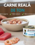 SHAW File Ton și Creveți conservă hrană umedă fără cereale pisici apetit capricios (în supă) 80g