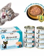 SHAW File Ton și Creveți conservă hrană umedă fără cereale pisici apetit capricios (în supă) bax 80g x 12buc