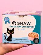 SHAW File Ton și Creveți conservă hrană umedă fără cereale pisici apetit capricios (în supă) bax 80g x 12buc