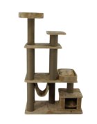 SHAW Istanbul ansamblu de joacă pisici 5 etaje 1 căsuța MDF și pluș elemente de zgâriat elemente hamac bej 52x100x172cm