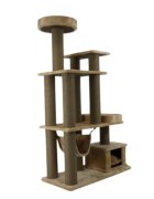 SHAW Istanbul ansamblu de joacă pisici 5 etaje 1 căsuța MDF și pluș elemente de zgâriat elemente hamac bej 52x100x172cm
