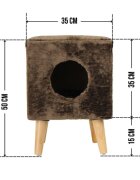 SHAW Linz taburet & culcuș integrat căsuța pătrată pisici MDF bej 35x35x50cm