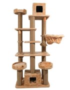 SHAW Los Angeles ansamblu de joacă pisici 7 etaje 2 căsuțe MDF și pluș elemente de zgâriat elemente hamac bej 55x135x205cm