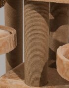 SHAW Los Angeles ansamblu de joacă pisici 7 etaje 2 căsuțe MDF și pluș elemente de zgâriat elemente hamac bej 55x135x205cm