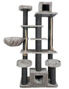 SHAW Los Angeles ansamblu de joacă pisici 7 etaje 2 căsuțe MDF și pluș elemente de zgâriat elemente hamac gri 55x135x205cm