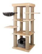 SHAW Madrid ansamblu de joacă pisici 4 etaje 1 căsuța MDF și pluș elemente de zgâriat elemente hamac bej 105x105x200cm