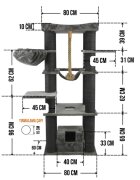 SHAW Madrid ansamblu de joacă pisici 4 etaje 1 căsuța MDF și pluș elemente de zgâriat elemente hamac bej 105x105x200cm