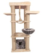 SHAW Madrid ansamblu de joacă pisici 4 etaje 1 căsuța MDF și pluș elemente de zgâriat elemente hamac bej 105x105x200cm