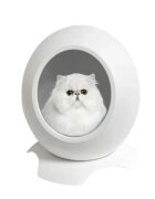 SHAW Pătuț Smart cu funcții de încălzire aplicație mobilă reglare temperatură și muzică căsuța rotundă pisici PVC alb 43x45.5x43cm