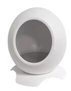 SHAW Pătuț Smart cu funcții de încălzire aplicație mobilă reglare temperatură și muzică căsuța rotundă pisici PVC alb 43x45.5x43cm
