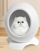 SHAW Pătuț Smart cu funcții de încălzire aplicație mobilă reglare temperatură și muzică căsuța rotundă pisici PVC alb 43x45.5x43cm