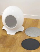SHAW Pătuț Smart cu funcții de încălzire aplicație mobilă reglare temperatură și muzică căsuța rotundă pisici PVC alb 43x45.5x43cm